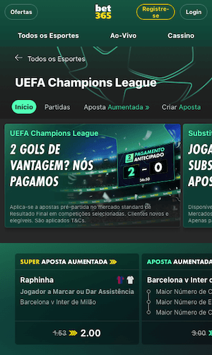 Apostas Aumentadas Bet365