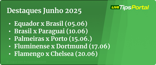 Palpites de apostas - Destaques dos palpites do mês de Junho 2025